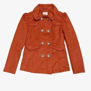Hydraulic Double Breasted Rust Orange Women's‎ Peacoat Jacket Medium